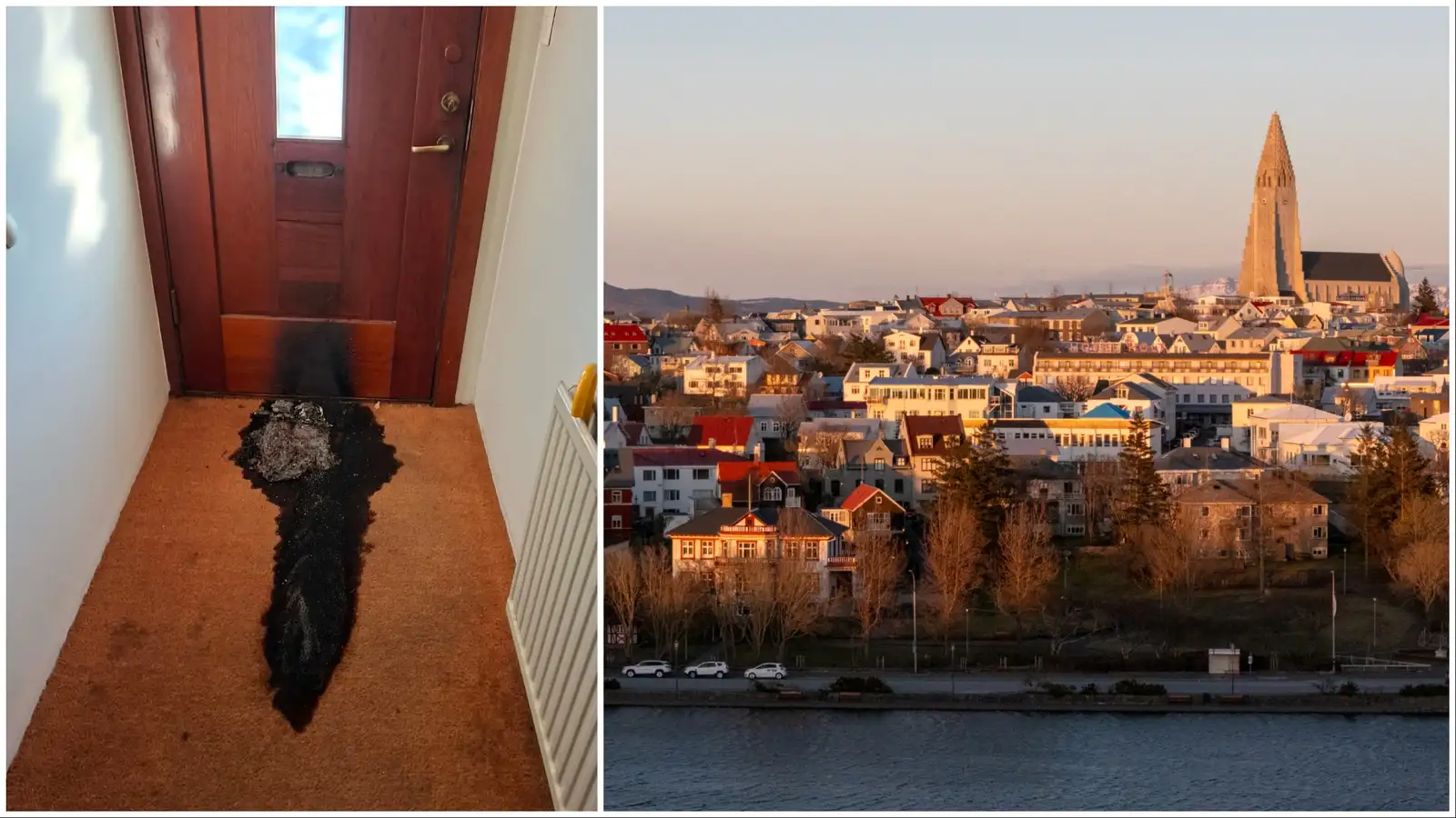 Kveikt í dagblaði og stungið inn um lúgu heimilis