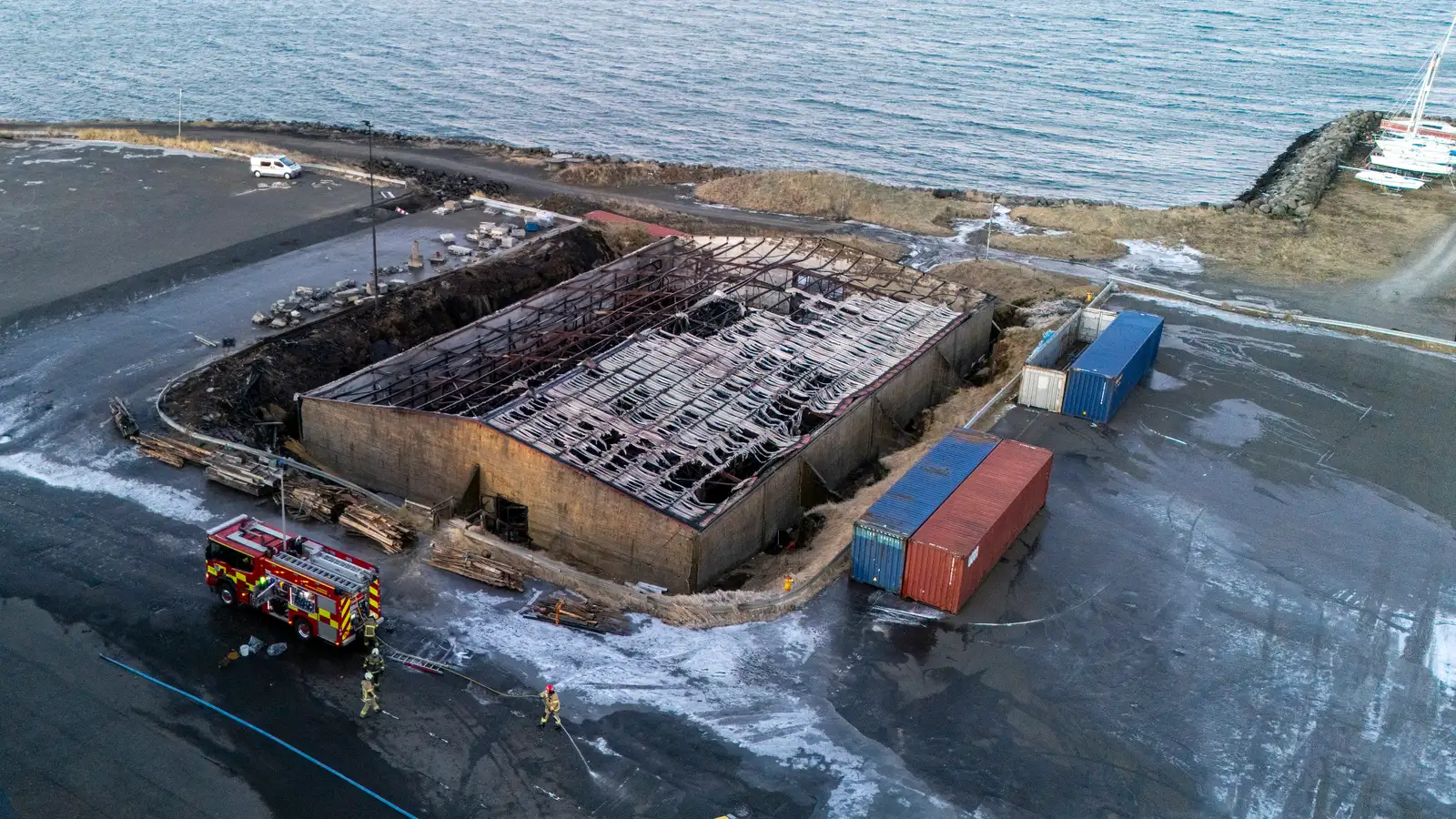 Loftmyndir sýna umfang skemmdanna í Gufunesi