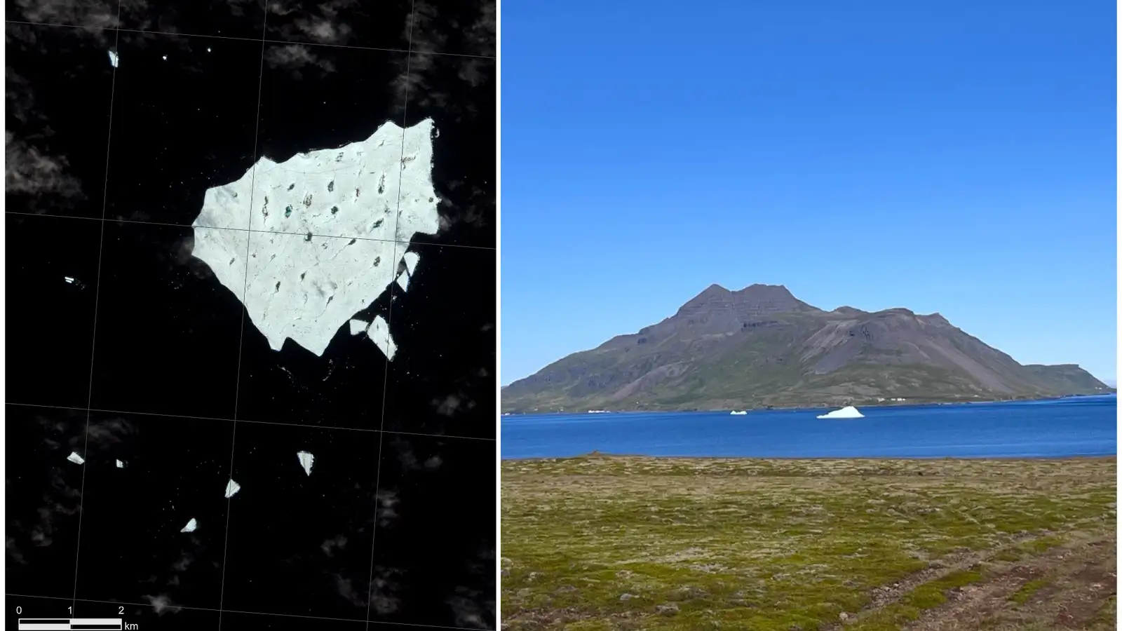Fjöldi ísjaka berst til landsins úr stórri íseyju milli Íslands og Grænlands