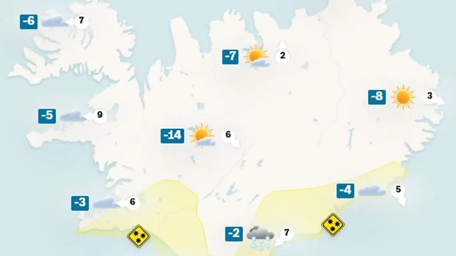Gular viðvaranir vegna hríðarveðurs og skafrennings