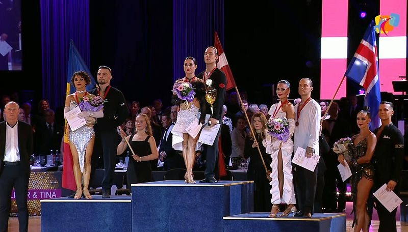 Dansparið Hanna Rún Bazev Óladóttir og Nikita Bazev náðu frábærum árangri á Evrópumóti atvinnudansara í latín dönsum 12. október 2024. Leipzig í Þýskalandi.