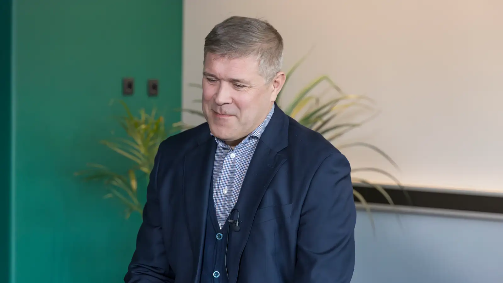 Bjarni Benediktsson í viðtali við Jóhönnu Vigdísi Hjaltadóttur í græna herbergi RÚV