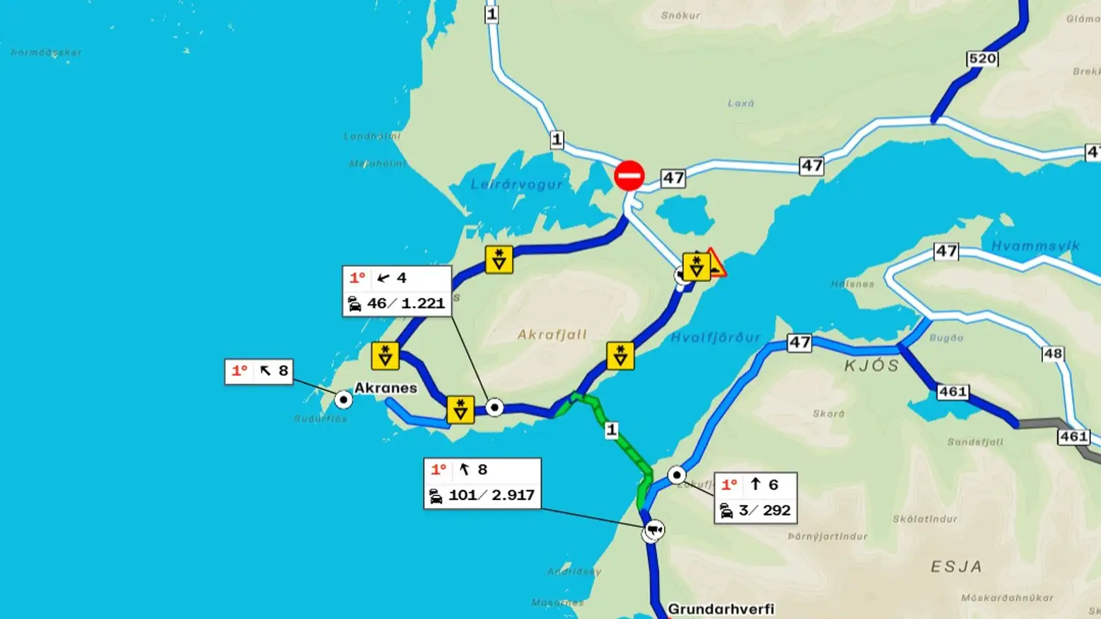 Vesturlandsvegur lokaður vegna umferðarslyss við Laxárbakka