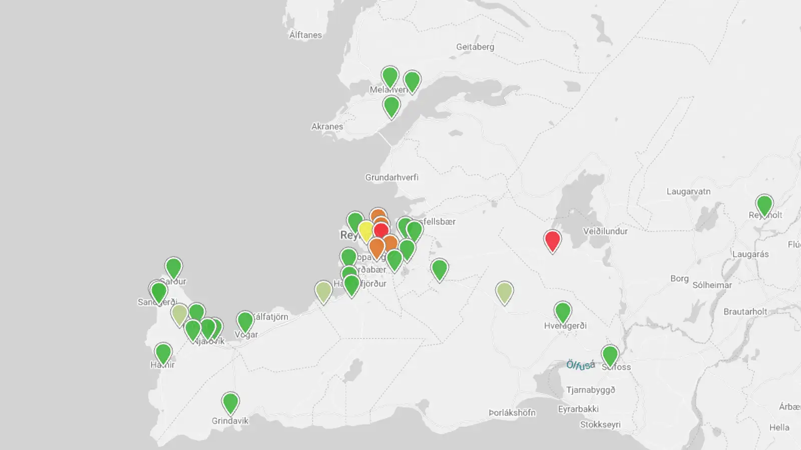 Styrkur svifryks hár á höfuðborgarsvæðinu