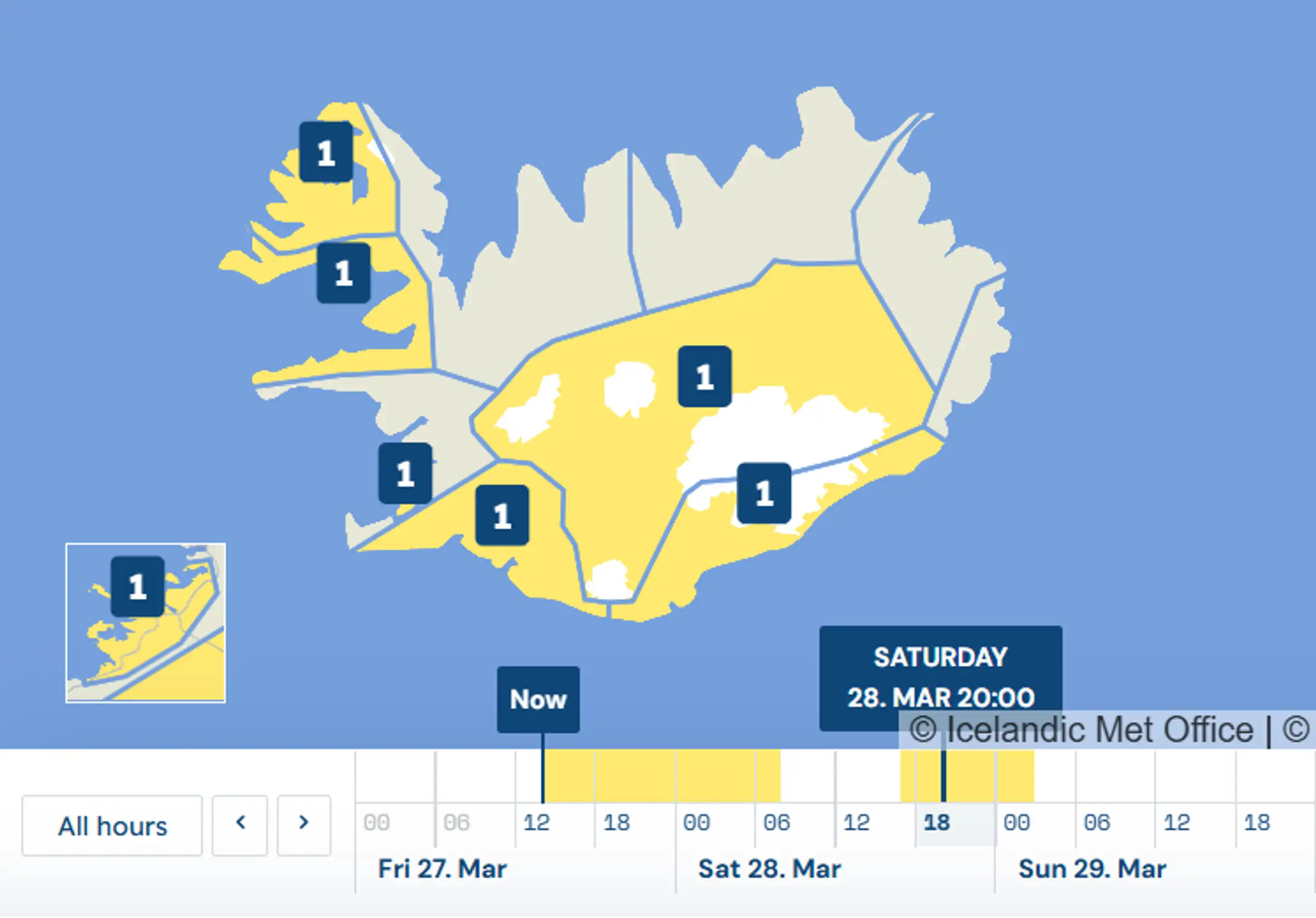 Yet more yellow for the weather map - RÚV.is