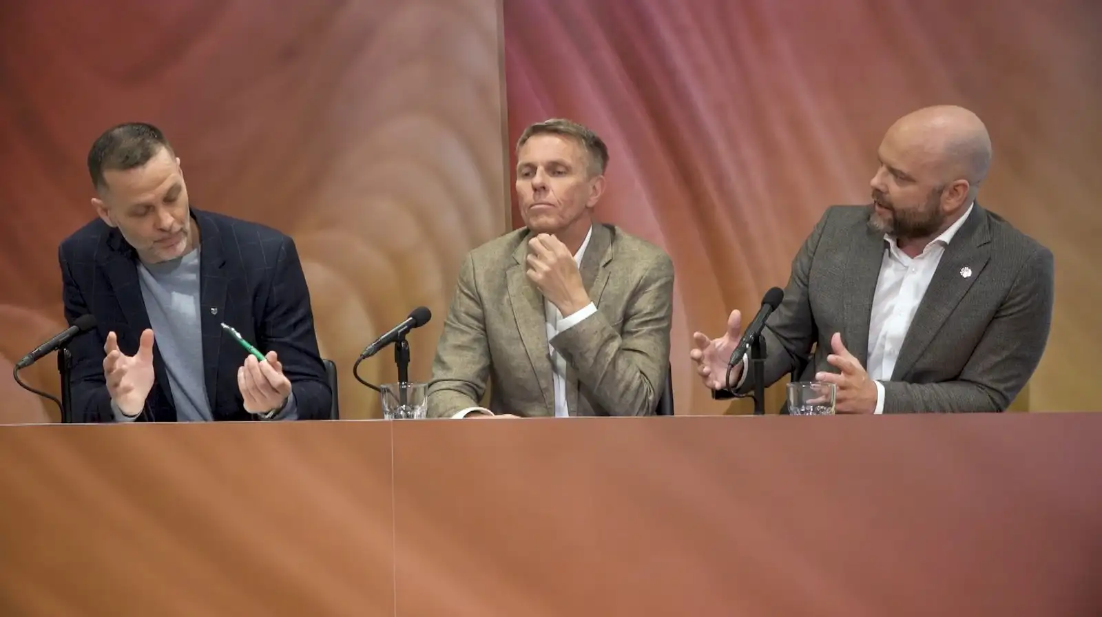 Oddvitaumræður í Garðabæ fyrir sveitarstjórnarkosningar 2026. Hlynur Bæringsson, oddviti Framsóknarflokksins, Lárus Guðmundsson, oddviti Miðflokksins, Guðlaugur Kristmundsson, oddviti Viðreisnar.