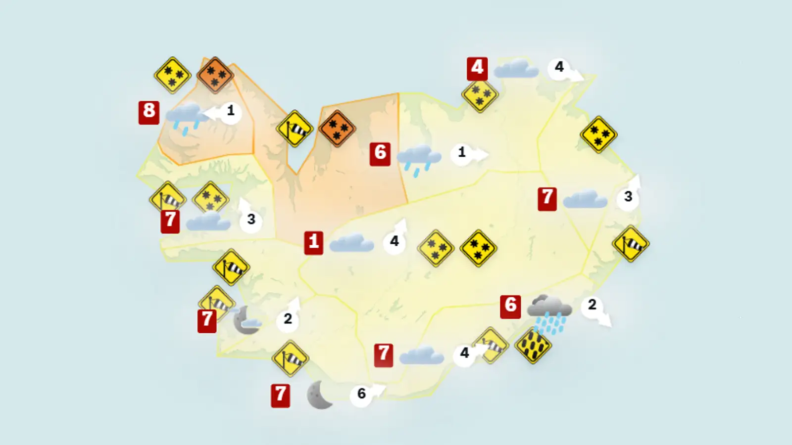 Vara við hvassviðri syðst og ofsaveðri á Norðvesturlandi