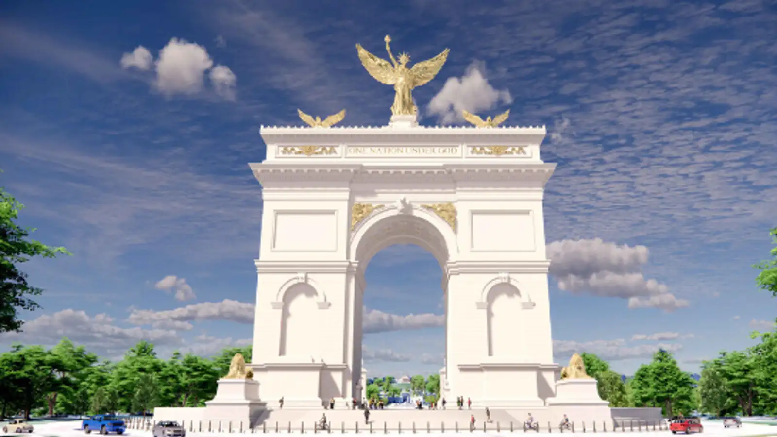 Bandaríkjaforseti reisir sigurboga