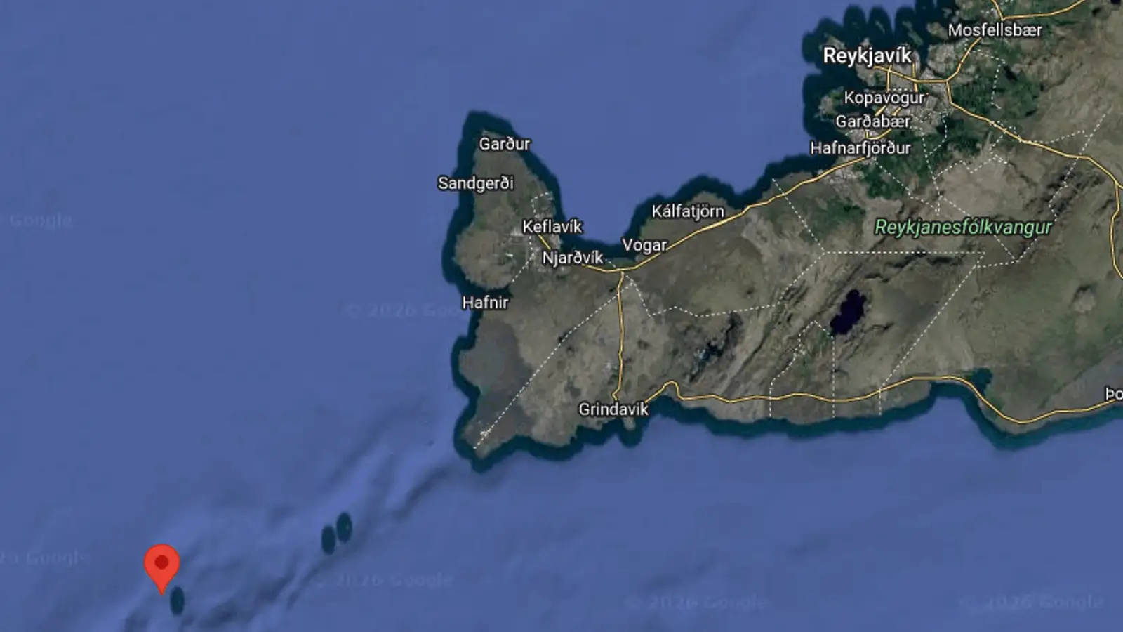 Jarðskjálfti að stærðinni 3,1 vest-suðvestur af Reykjanestá