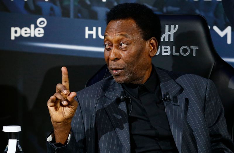 epa08767362 (FILE) - Legendary Brazilian former soccer player Pele attends a press conference at a commercial event in Paris, France, 02 April 2019 (re-issued on 23 October 2020). Edson Arantes do Nascimento 'Pele' was born in Tres Coracoes, Minas Gerais, Brazil on 23 October 1940 and celebrates today his 80th birthday.  EPA-EFE/IAN LANGSDON