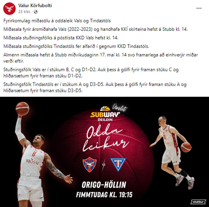 Tilkynning frá Val