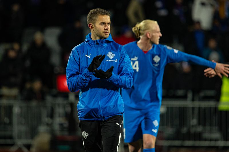 Júlíus Magnússon eftir leik Íslands og Liechtenstein í undankeppni EM karla í fótbolta 2024.