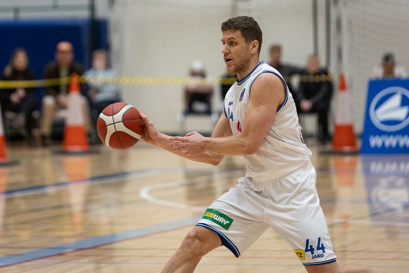 Dino Stipcic í leik Álftaness og Grindavíkur í úrvalsdeild karla í körfubolta 2023.